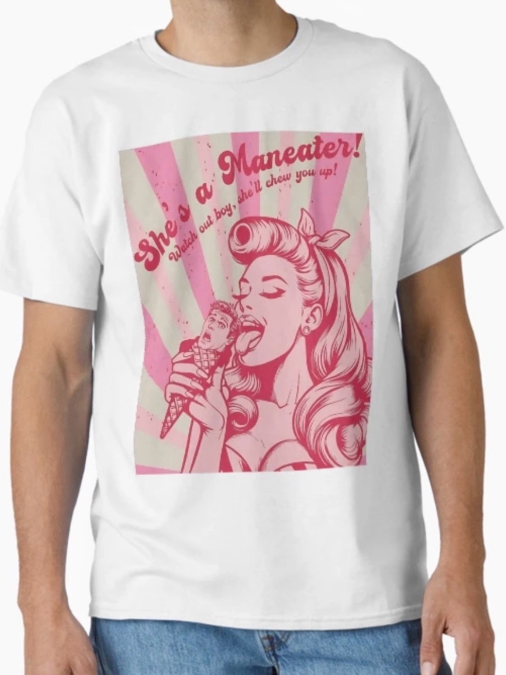 She's a Maneater! Watch Out Boy She'll Chew You Up Classic T-Shirt 2XL